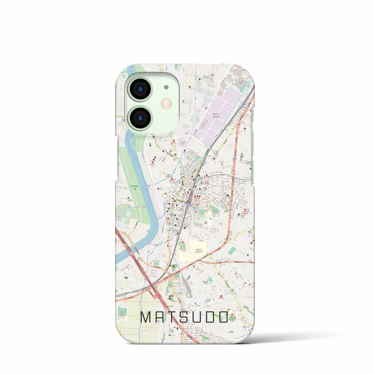 【松戸】地図柄iPhoneケース（バックカバータイプ・ナチュラル）iPhone 12 mini 用