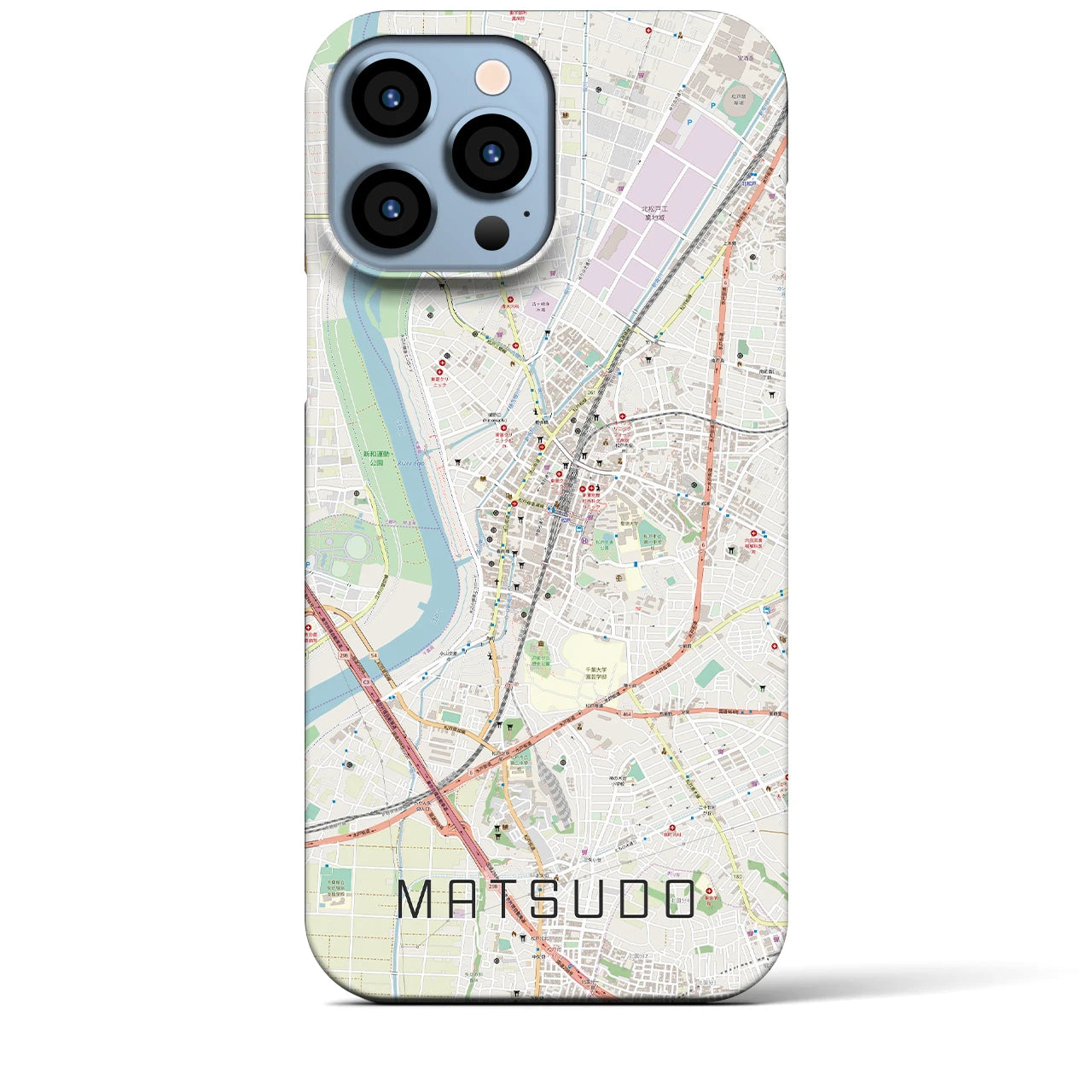 【松戸】地図柄iPhoneケース（バックカバータイプ・ナチュラル）iPhone 13 Pro Max 用