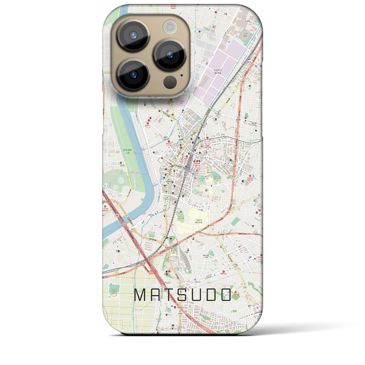 【松戸】地図柄iPhoneケース（バックカバータイプ・ナチュラル）iPhone 14 Pro Max 用