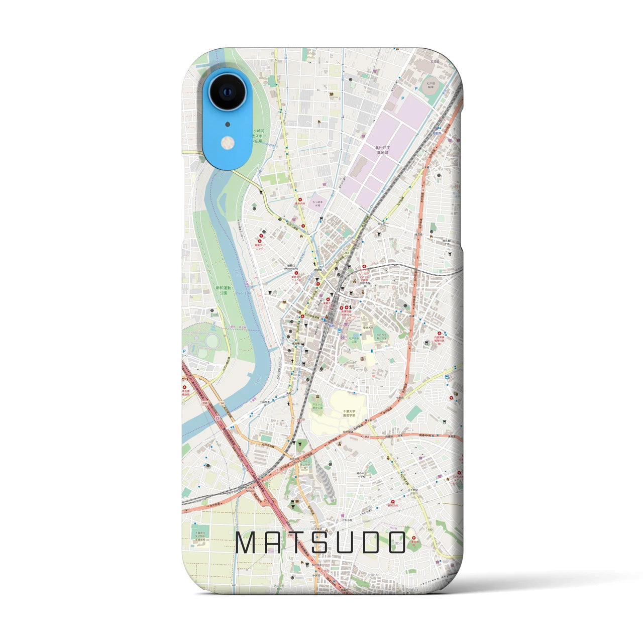 【松戸】地図柄iPhoneケース（バックカバータイプ・ナチュラル）iPhone XR 用