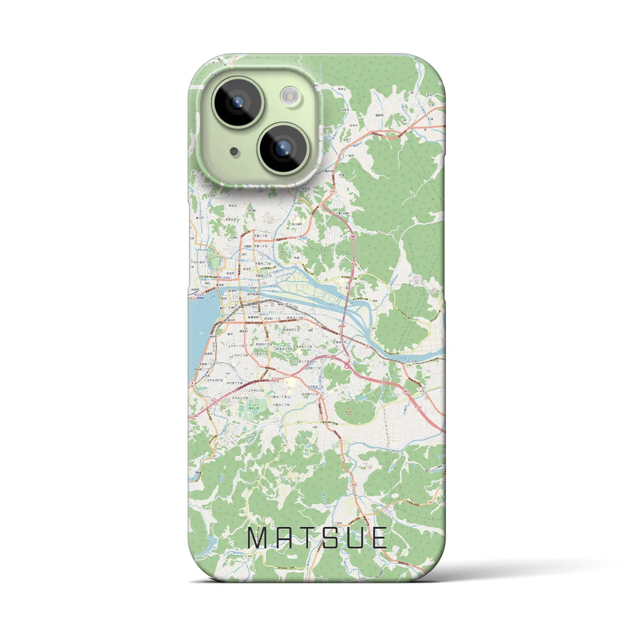 【松江】地図柄iPhoneケース（バックカバータイプ・ナチュラル）iPhone 15 用