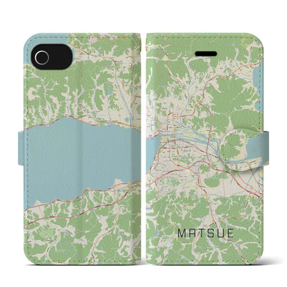 【松江（島根県）】地図柄iPhoneケース（手帳タイプ）ナチュラル・iPhone SE（第3 / 第2世代） / 8 / 7 / 6s / 6 用