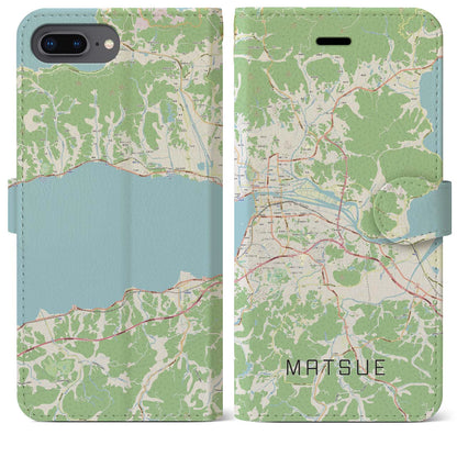 【松江（島根県）】地図柄iPhoneケース（手帳タイプ）ナチュラル・iPhone 8Plus /7Plus / 6sPlus / 6Plus 用