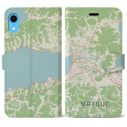 【松江（島根県）】地図柄iPhoneケース（手帳タイプ）ナチュラル・iPhone XR 用