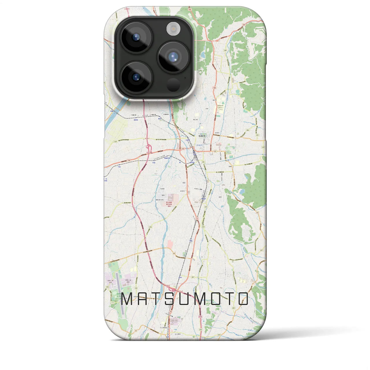 【松本】地図柄iPhoneケース（バックカバータイプ・ナチュラル）iPhone 15 Pro Max 用