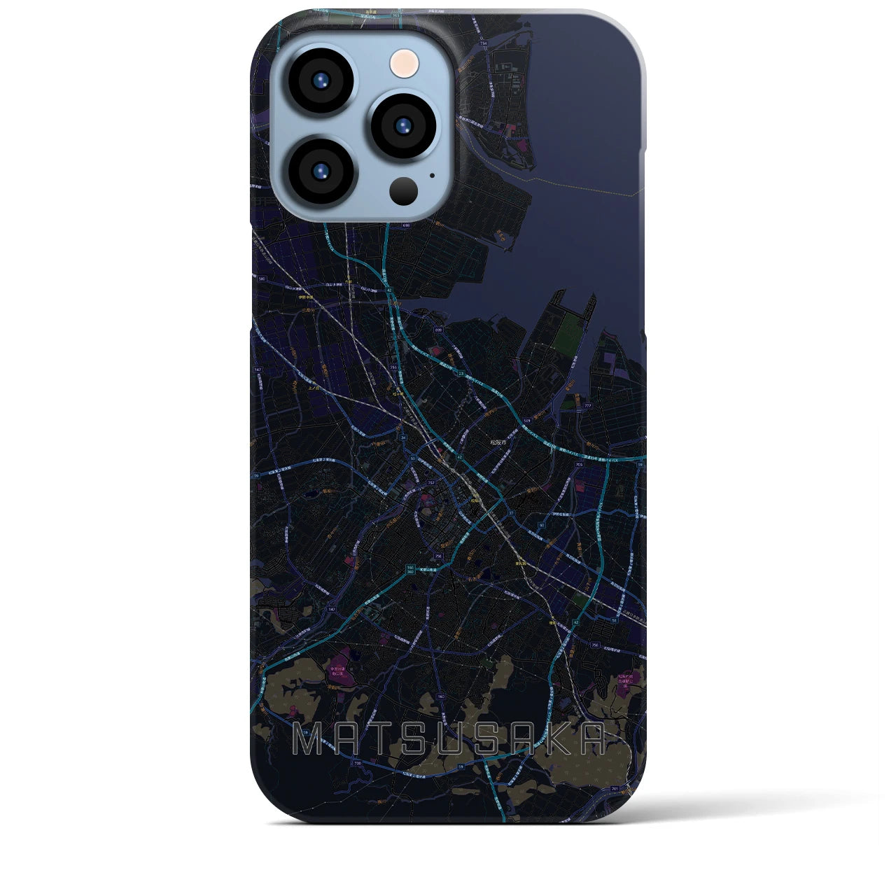 【松阪】地図柄iPhoneケース（バックカバータイプ・ブラック）iPhone 13 Pro Max 用