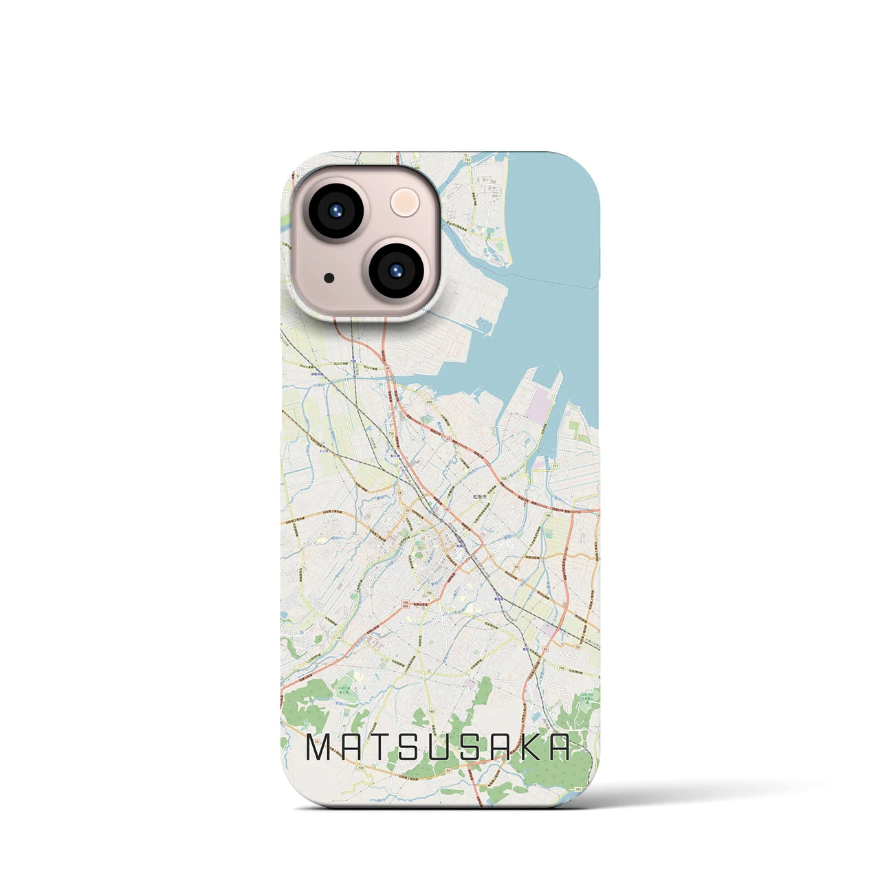 【松阪】地図柄iPhoneケース（バックカバータイプ・ナチュラル）iPhone 13 mini 用