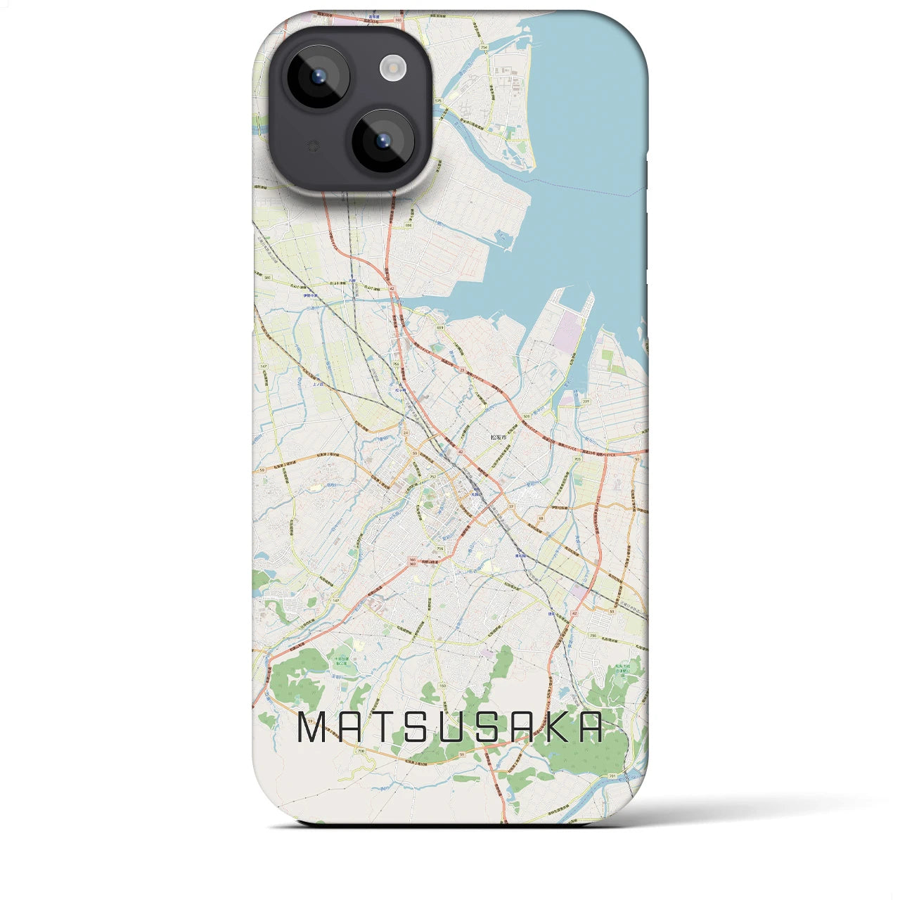 【松阪】地図柄iPhoneケース（バックカバータイプ・ナチュラル）iPhone 14 Plus 用