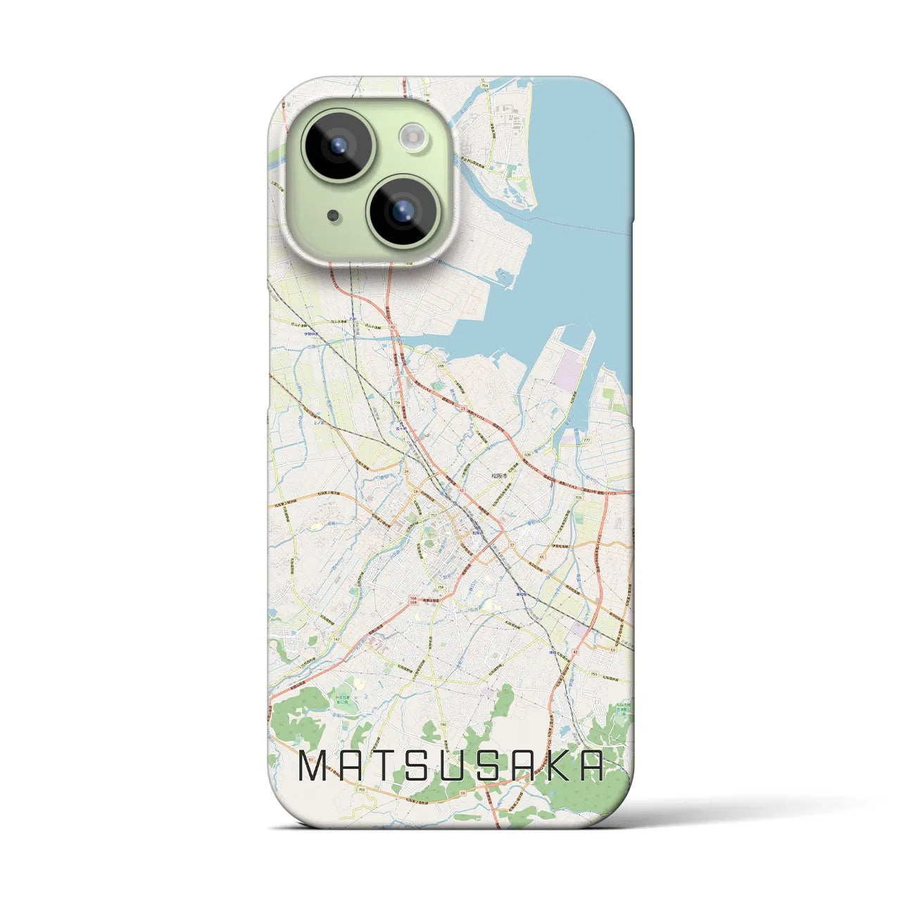 【松阪】地図柄iPhoneケース（バックカバータイプ・ナチュラル）iPhone 15 用