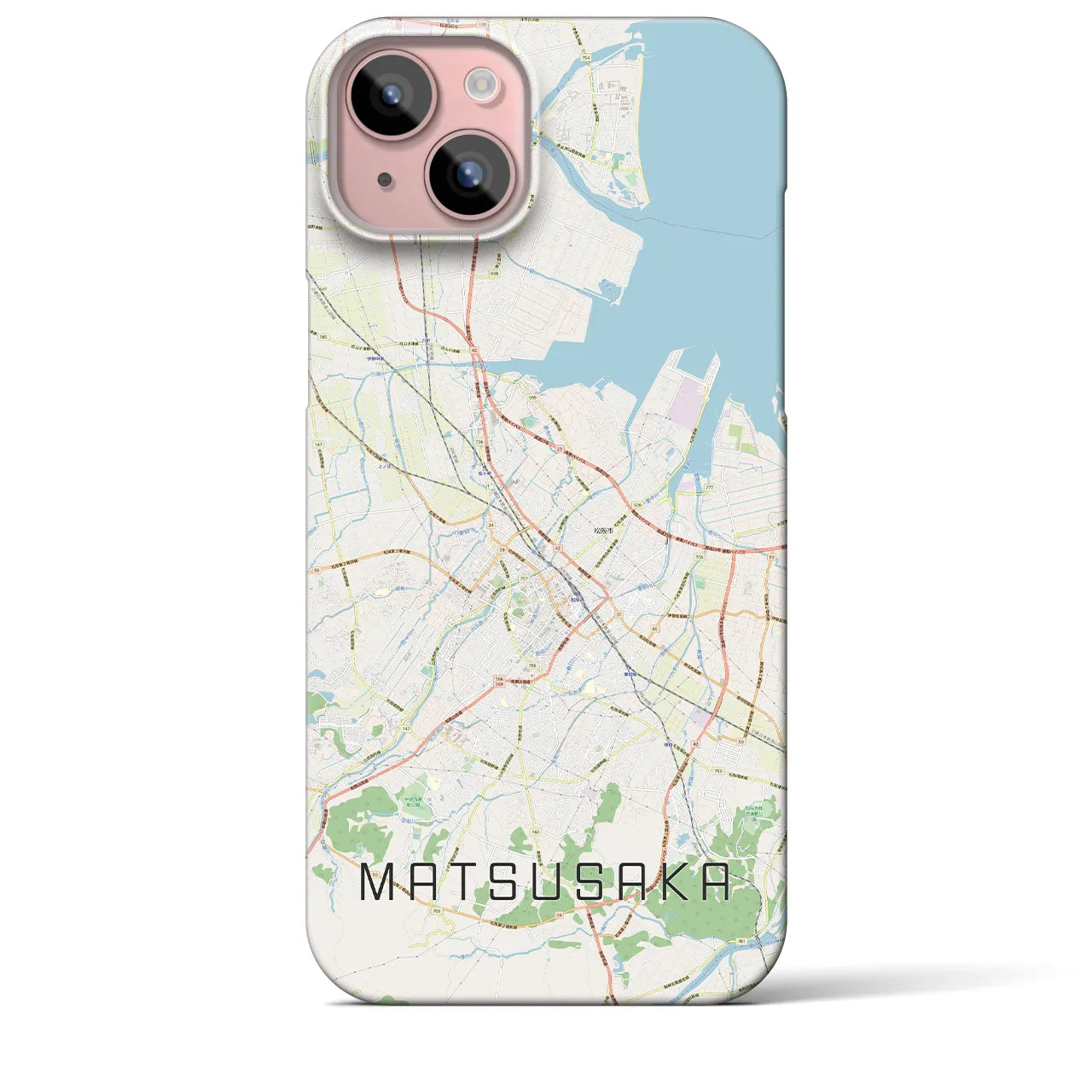 【松阪】地図柄iPhoneケース（バックカバータイプ・ナチュラル）iPhone 15 Plus 用