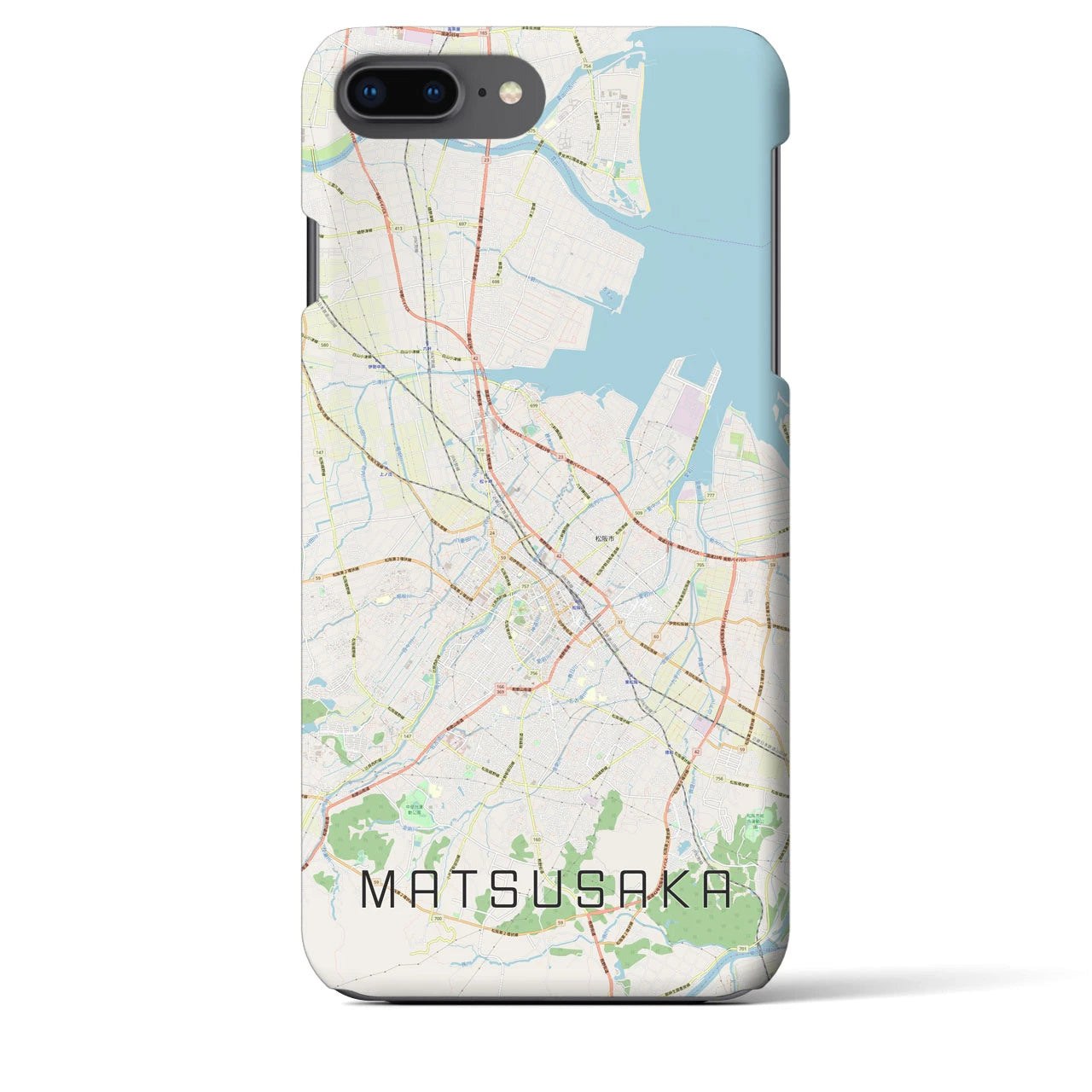 【松阪】地図柄iPhoneケース（バックカバータイプ・ナチュラル）iPhone 8Plus /7Plus / 6sPlus / 6Plus 用