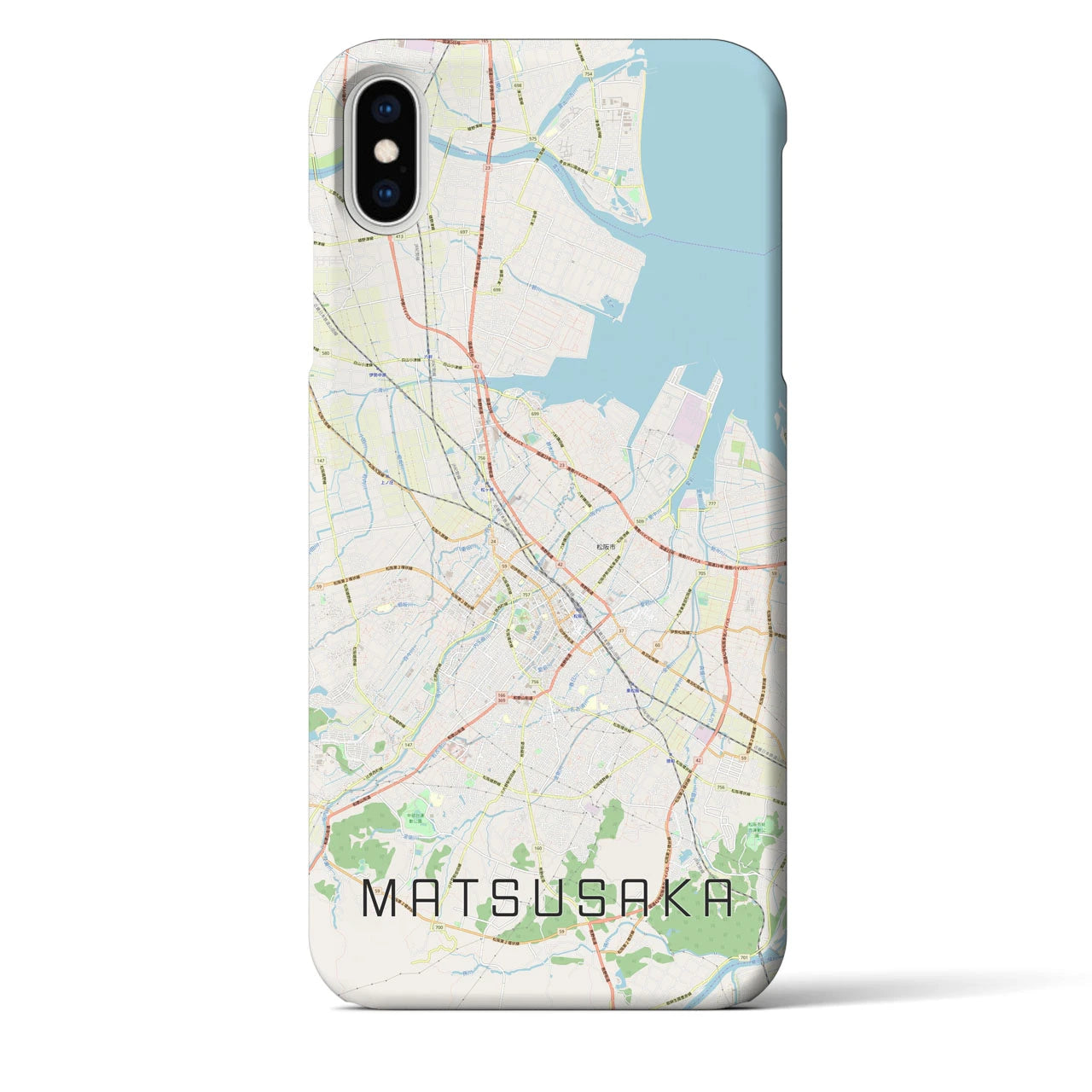 【松阪】地図柄iPhoneケース（バックカバータイプ・ナチュラル）iPhone XS Max 用