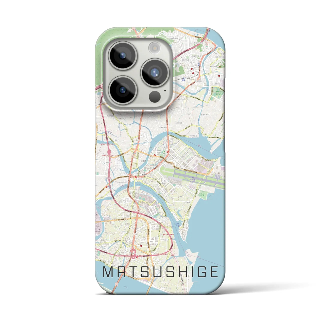 【松茂】地図柄iPhoneケース（バックカバータイプ・ナチュラル）iPhone 15 Pro 用