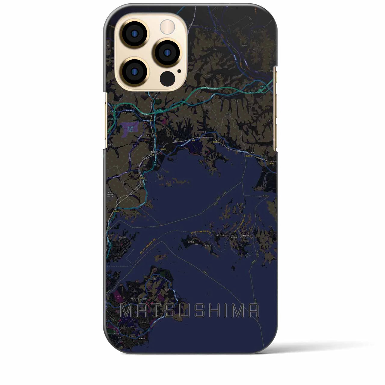 【松島】地図柄iPhoneケース（バックカバータイプ・ブラック）iPhone 12 Pro Max 用