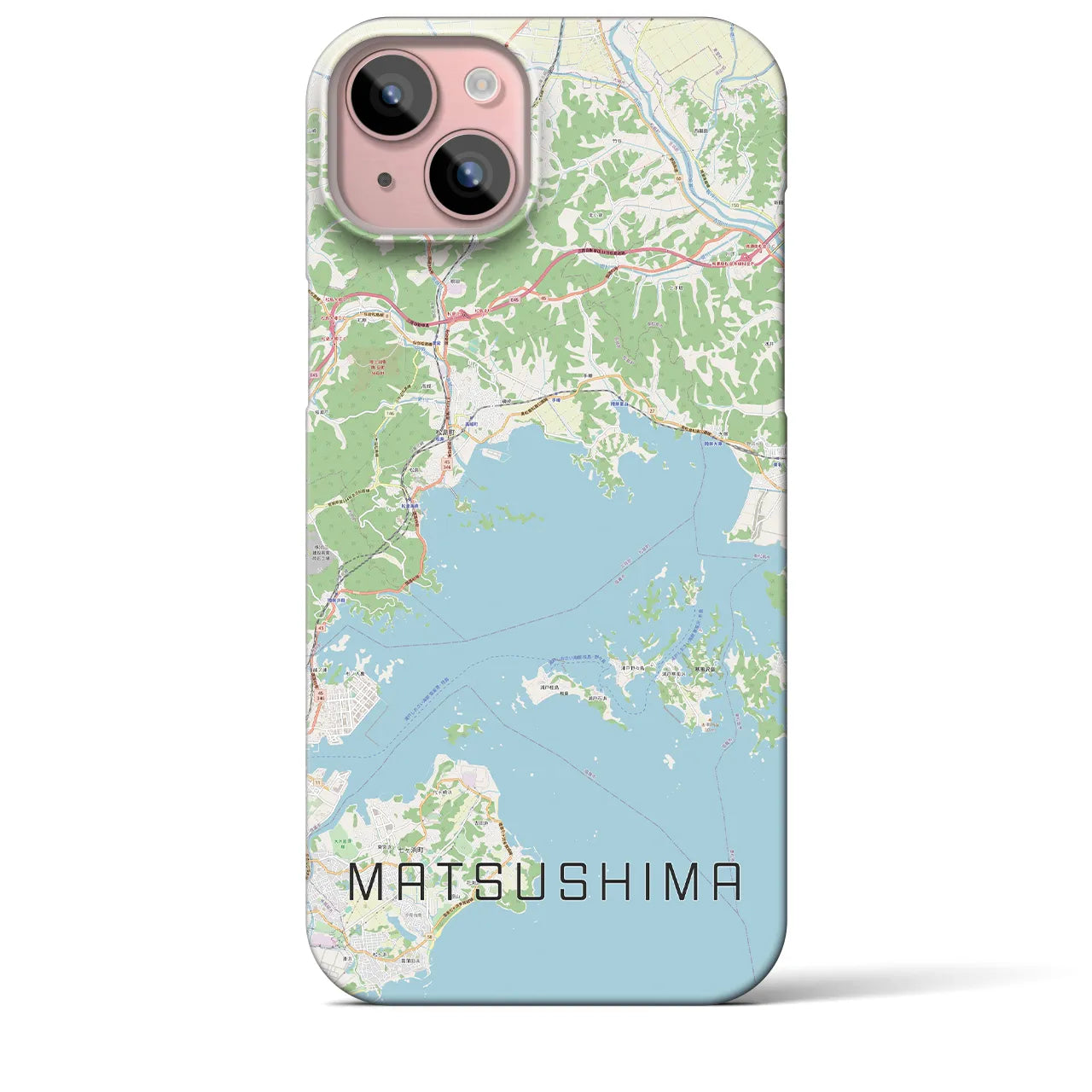 【松島】地図柄iPhoneケース（バックカバータイプ・ナチュラル）iPhone 15 Plus 用