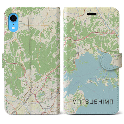 【松島（宮城県）】地図柄iPhoneケース（手帳タイプ）ナチュラル・iPhone XR 用