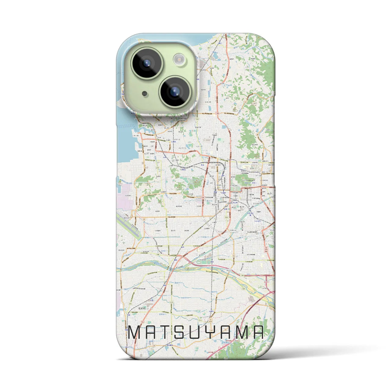 【松山】地図柄iPhoneケース（バックカバータイプ・ナチュラル）iPhone 15 用