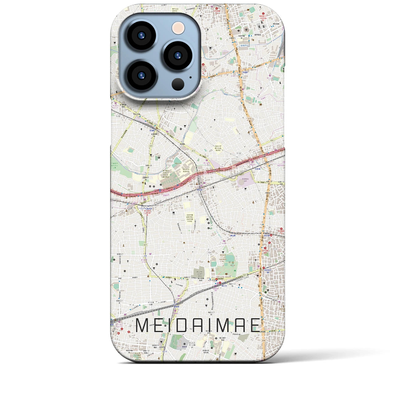 【明大前】地図柄iPhoneケース（バックカバータイプ・ナチュラル）iPhone 13 Pro Max 用