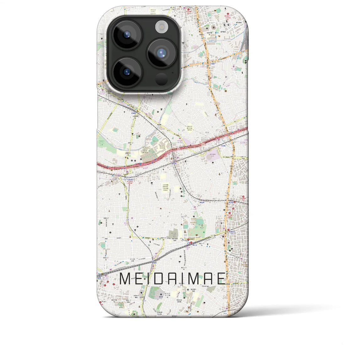 【明大前】地図柄iPhoneケース（バックカバータイプ・ナチュラル）iPhone 15 Pro Max 用