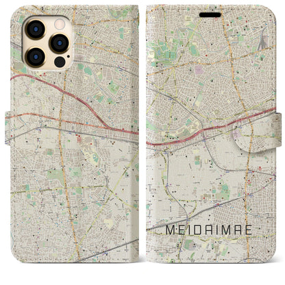 【明大前（東京都）】地図柄iPhoneケース（手帳タイプ）ナチュラル・iPhone 12 Pro Max 用