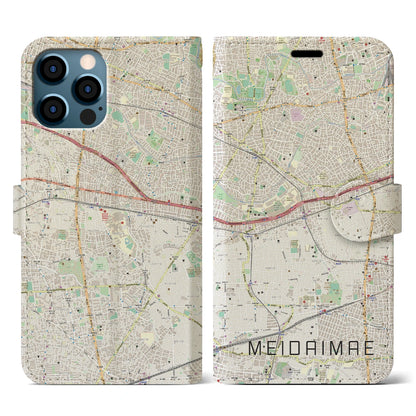 【明大前（東京都）】地図柄iPhoneケース（手帳タイプ）ナチュラル・iPhone 12 / 12 Pro 用