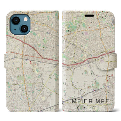 【明大前（東京都）】地図柄iPhoneケース（手帳タイプ）ナチュラル・iPhone 13 用