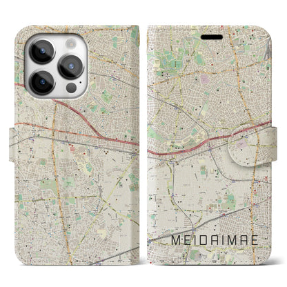 【明大前（東京都）】地図柄iPhoneケース（手帳タイプ）ナチュラル・iPhone 14 Pro 用
