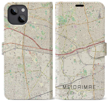 【明大前（東京都）】地図柄iPhoneケース（手帳タイプ）ナチュラル・iPhone 14 Plus 用