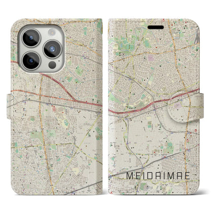 【明大前（東京都）】地図柄iPhoneケース（手帳タイプ）ナチュラル・iPhone 15 Pro 用