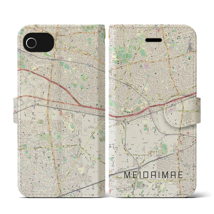 【明大前（東京都）】地図柄iPhoneケース（手帳タイプ）ナチュラル・iPhone SE（第3 / 第2世代） / 8 / 7 / 6s / 6 用