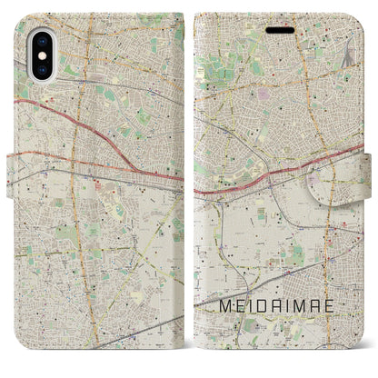 【明大前（東京都）】地図柄iPhoneケース（手帳タイプ）ナチュラル・iPhone XS Max 用