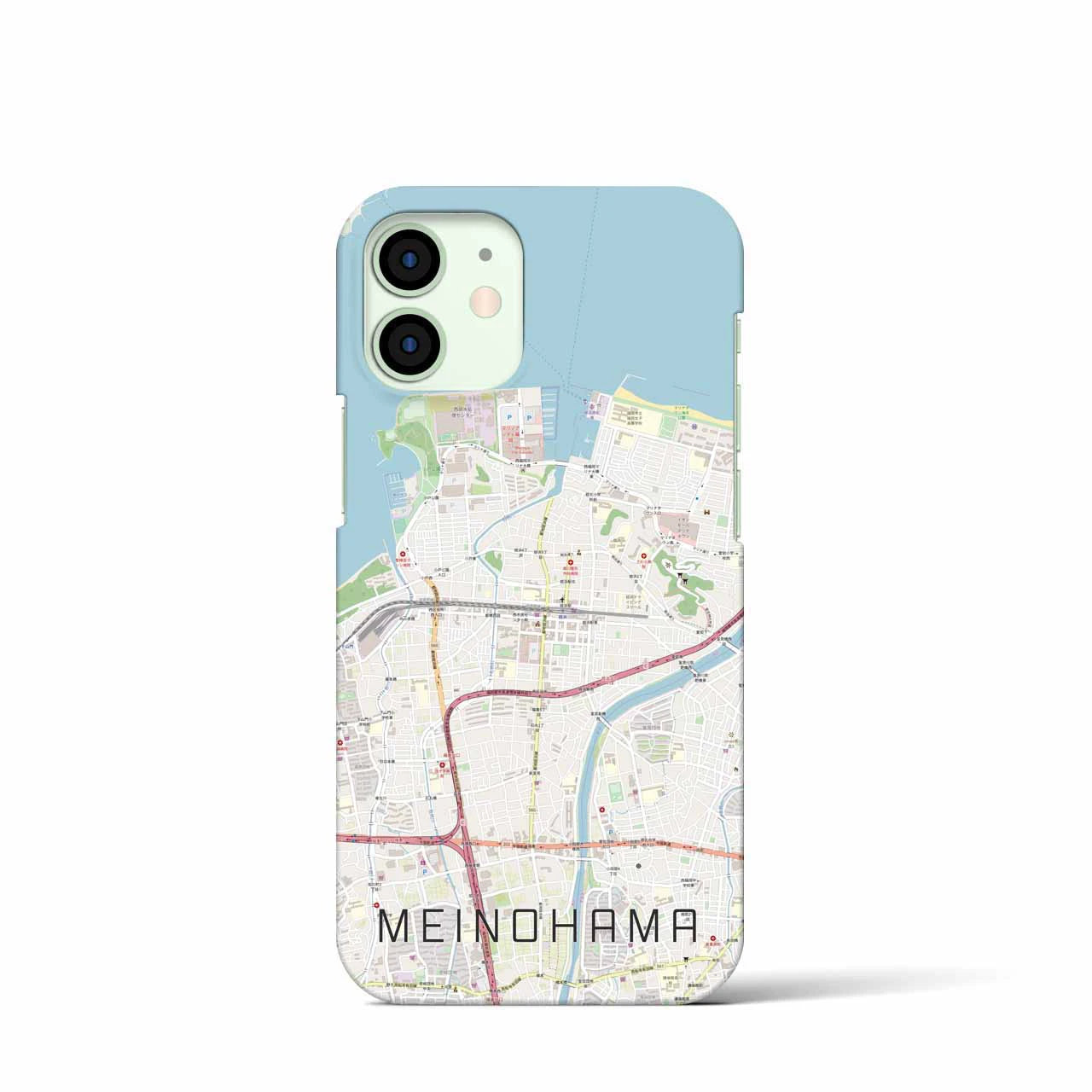【姪浜】地図柄iPhoneケース（バックカバータイプ・ナチュラル）iPhone 12 mini 用
