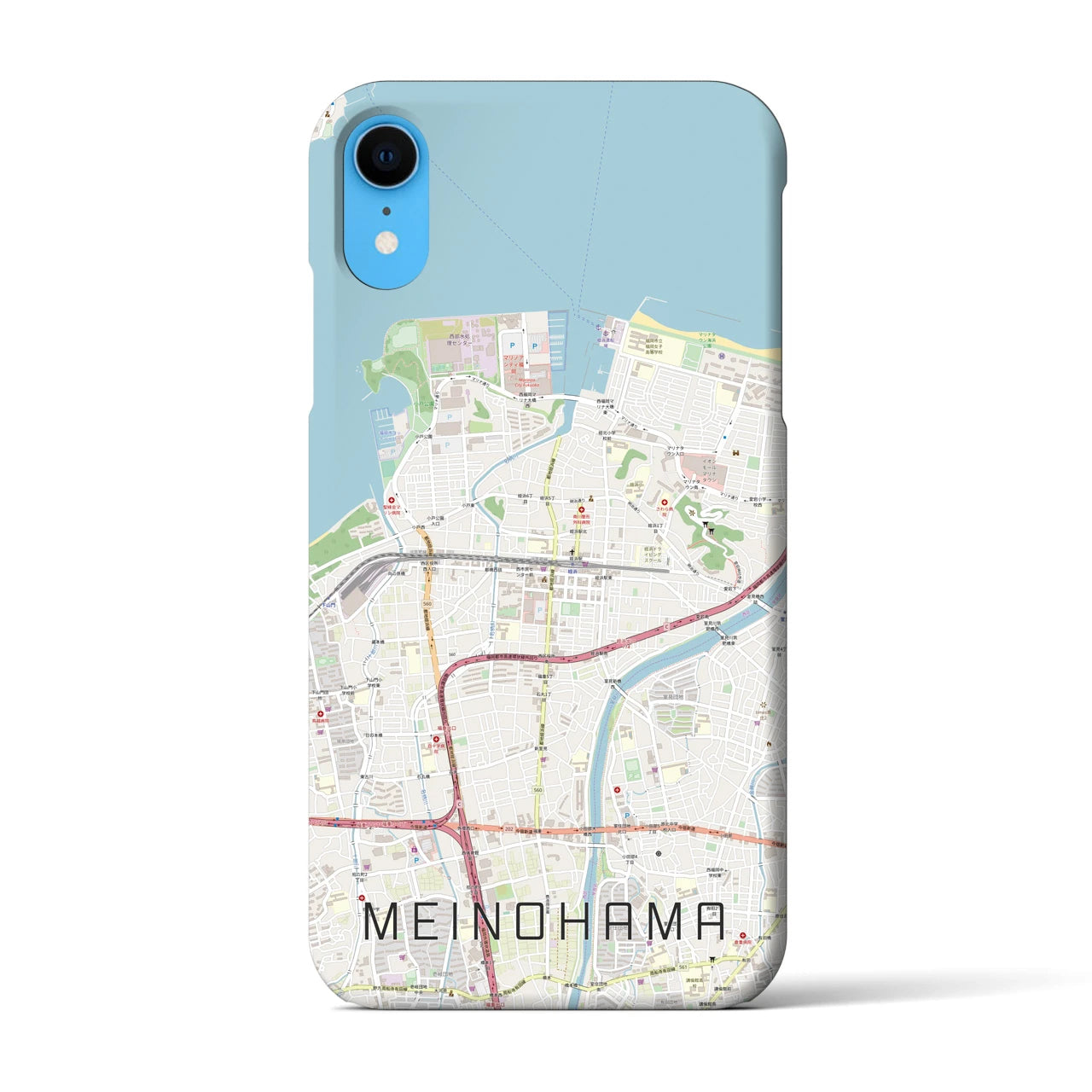 【姪浜】地図柄iPhoneケース（バックカバータイプ・ナチュラル）iPhone XR 用