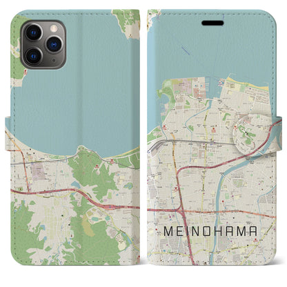【姪浜（福岡県）】地図柄iPhoneケース（手帳タイプ）ナチュラル・iPhone 11 Pro Max 用