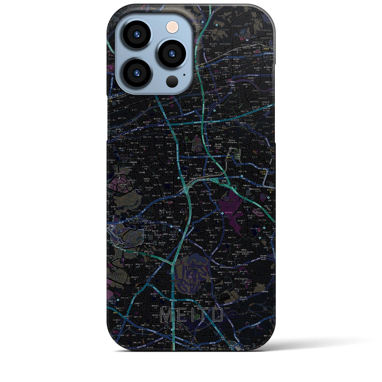 【名東】地図柄iPhoneケース（バックカバータイプ・ブラック）iPhone 13 Pro Max 用