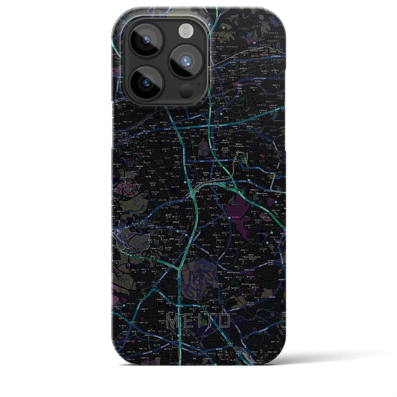 【名東】地図柄iPhoneケース（バックカバータイプ・ブラック）iPhone 15 Pro Max 用