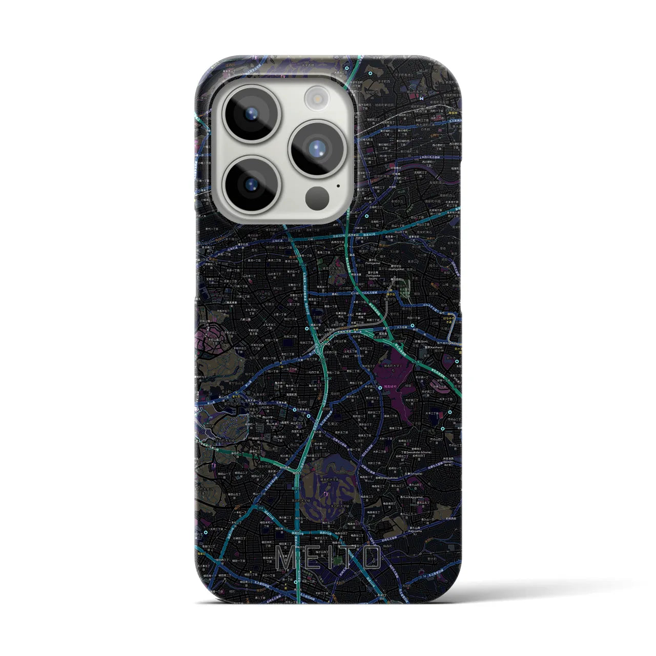 【名東】地図柄iPhoneケース（バックカバータイプ・ブラック）iPhone 15 Pro 用