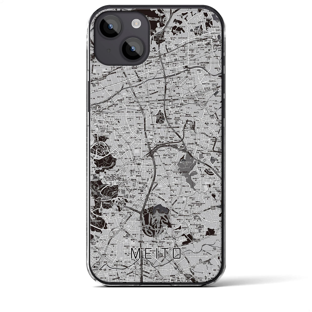 【名東】地図柄iPhoneケース（クリアタイプ・モノトーン）iPhone 14 Plus 用
