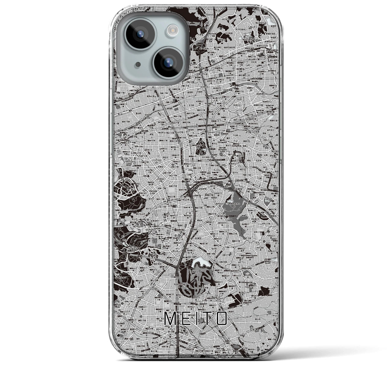 【名東】地図柄iPhoneケース（クリアタイプ・モノトーン）iPhone 15 Plus 用