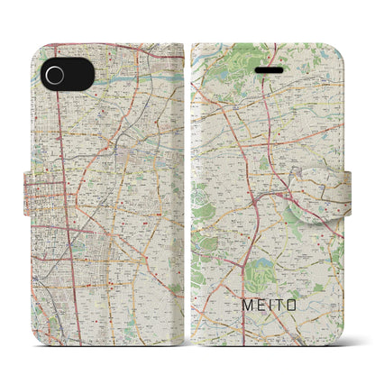 【名東（愛知県）】地図柄iPhoneケース（手帳タイプ）ナチュラル・iPhone SE（第3 / 第2世代） / 8 / 7 / 6s / 6 用