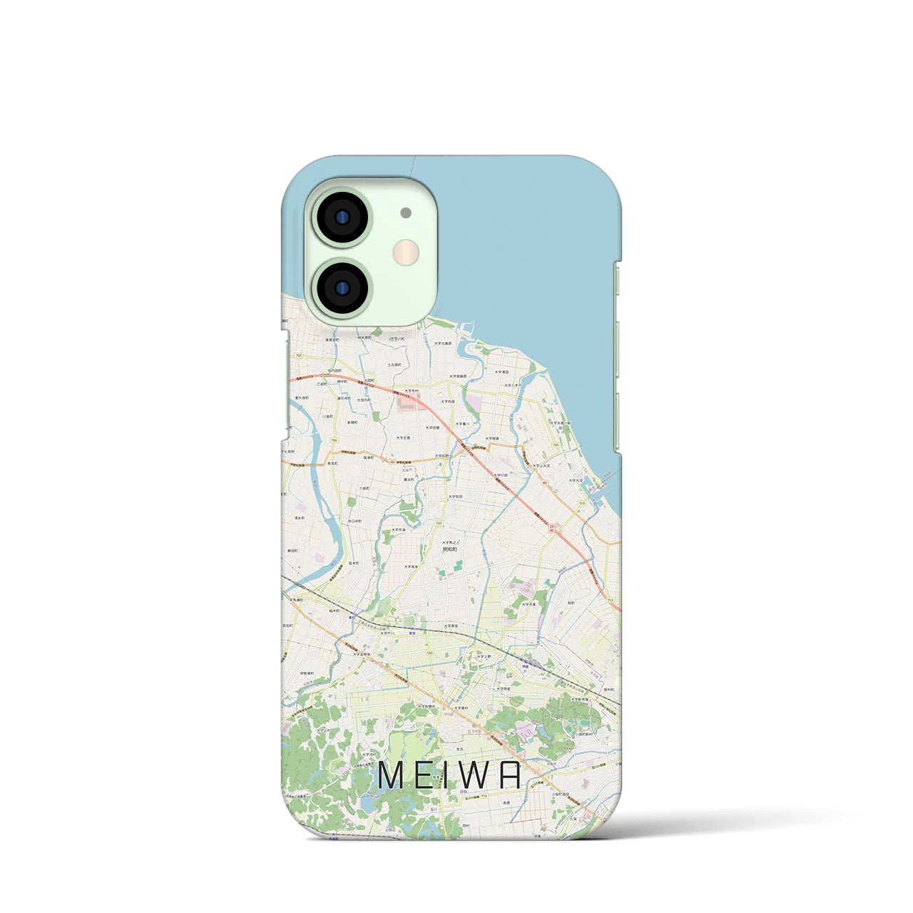 【明和】地図柄iPhoneケース（バックカバータイプ・ナチュラル）iPhone 12 mini 用