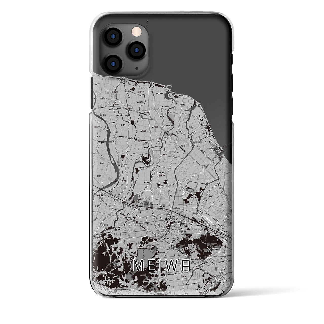 【明和】地図柄iPhoneケース（クリアタイプ・モノトーン）iPhone 11 Pro Max 用