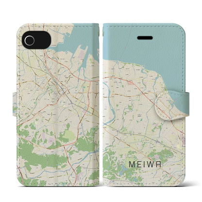 【明和（三重県）】地図柄iPhoneケース（手帳タイプ）ナチュラル・iPhone SE（第3 / 第2世代） / 8 / 7 / 6s / 6 用