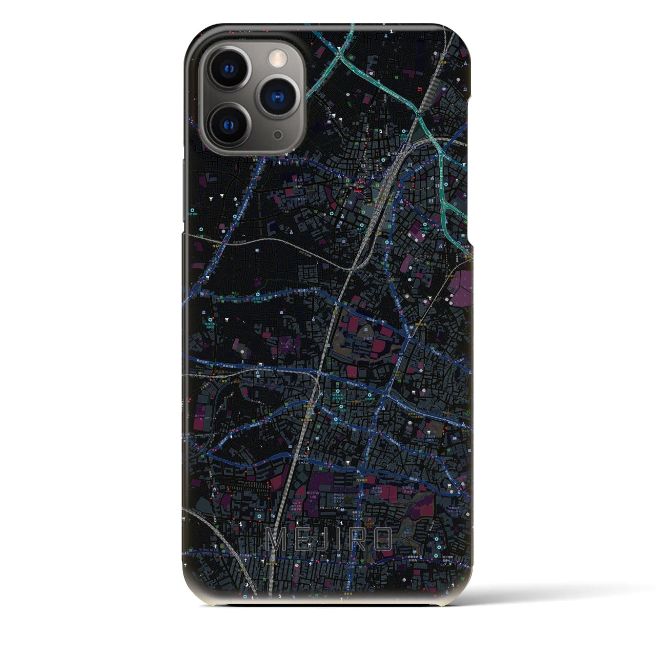 【目白】地図柄iPhoneケース（バックカバータイプ・ブラック）iPhone 11 Pro Max 用