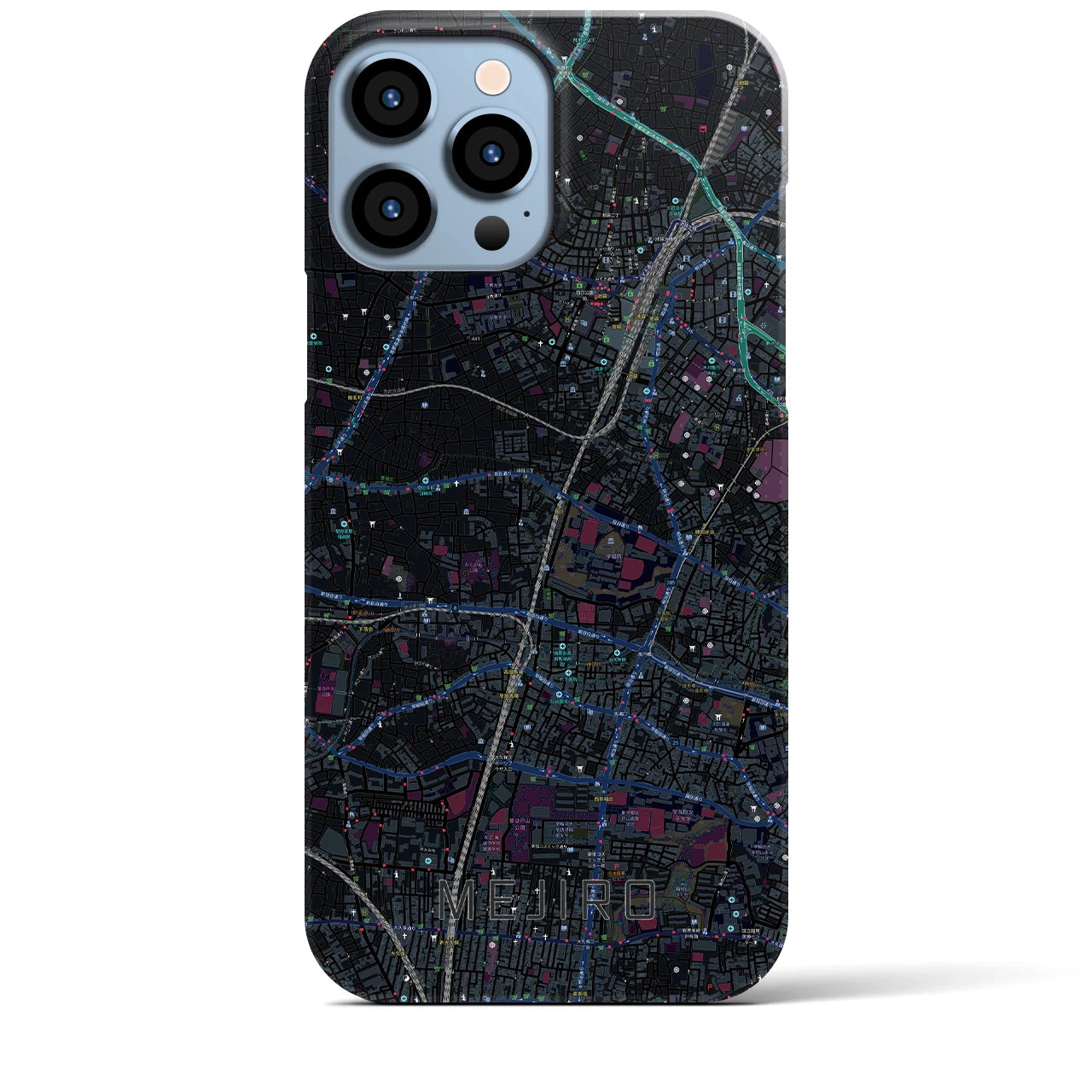 【目白】地図柄iPhoneケース（バックカバータイプ・ブラック）iPhone 13 Pro Max 用