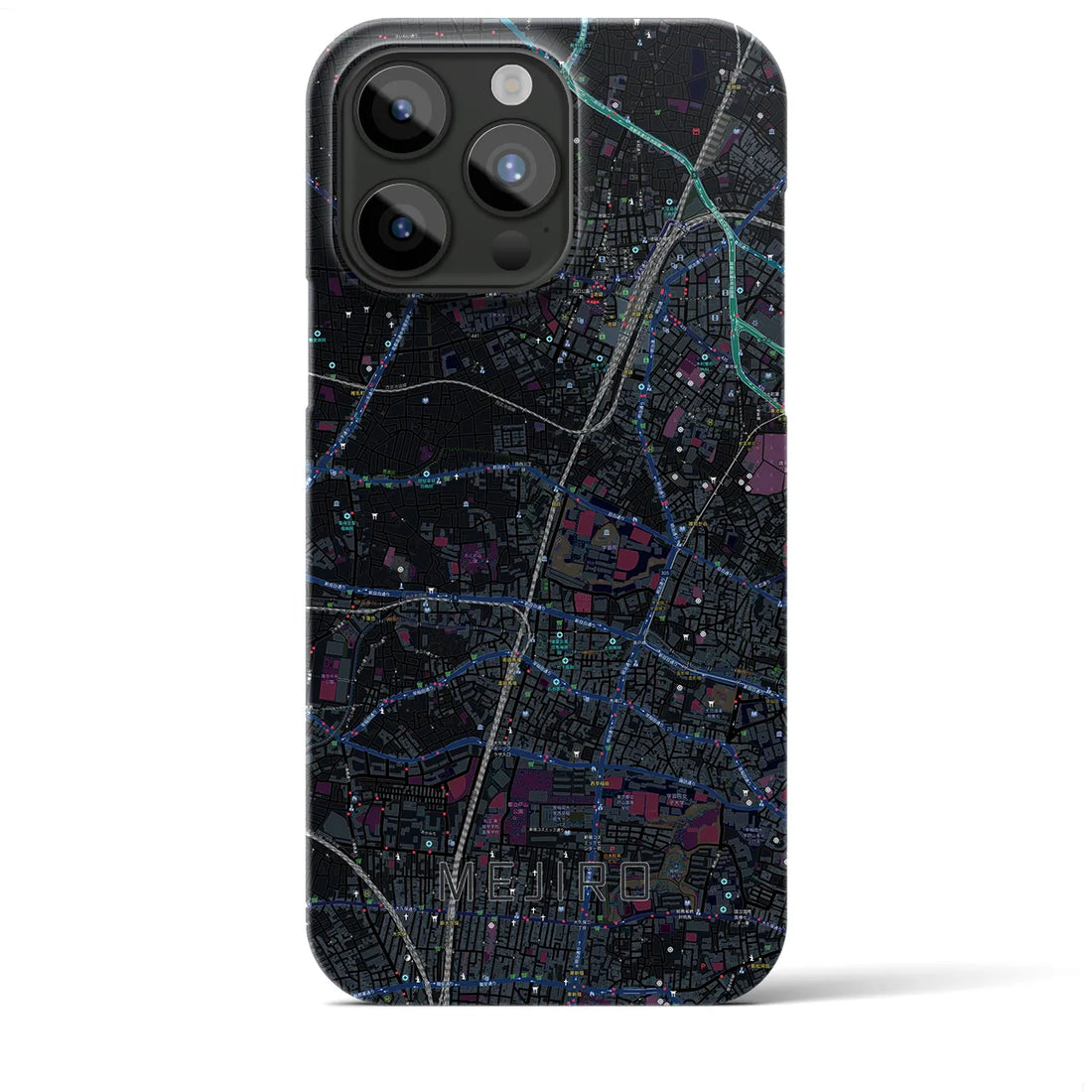 【目白】地図柄iPhoneケース（バックカバータイプ・ブラック）iPhone 15 Pro Max 用