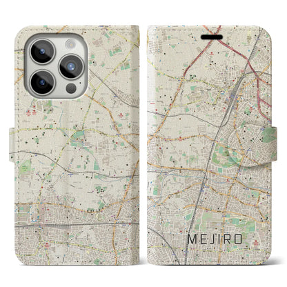 【目白（東京都）】地図柄iPhoneケース（手帳タイプ）ナチュラル・iPhone 15 Pro 用