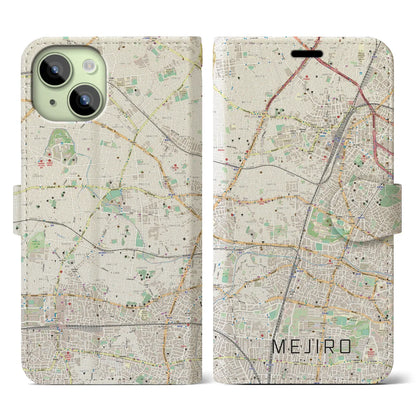 【目白（東京都）】地図柄iPhoneケース（手帳タイプ）ナチュラル・iPhone 15 用