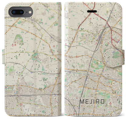 【目白（東京都）】地図柄iPhoneケース（手帳タイプ）ナチュラル・iPhone 8Plus /7Plus / 6sPlus / 6Plus 用