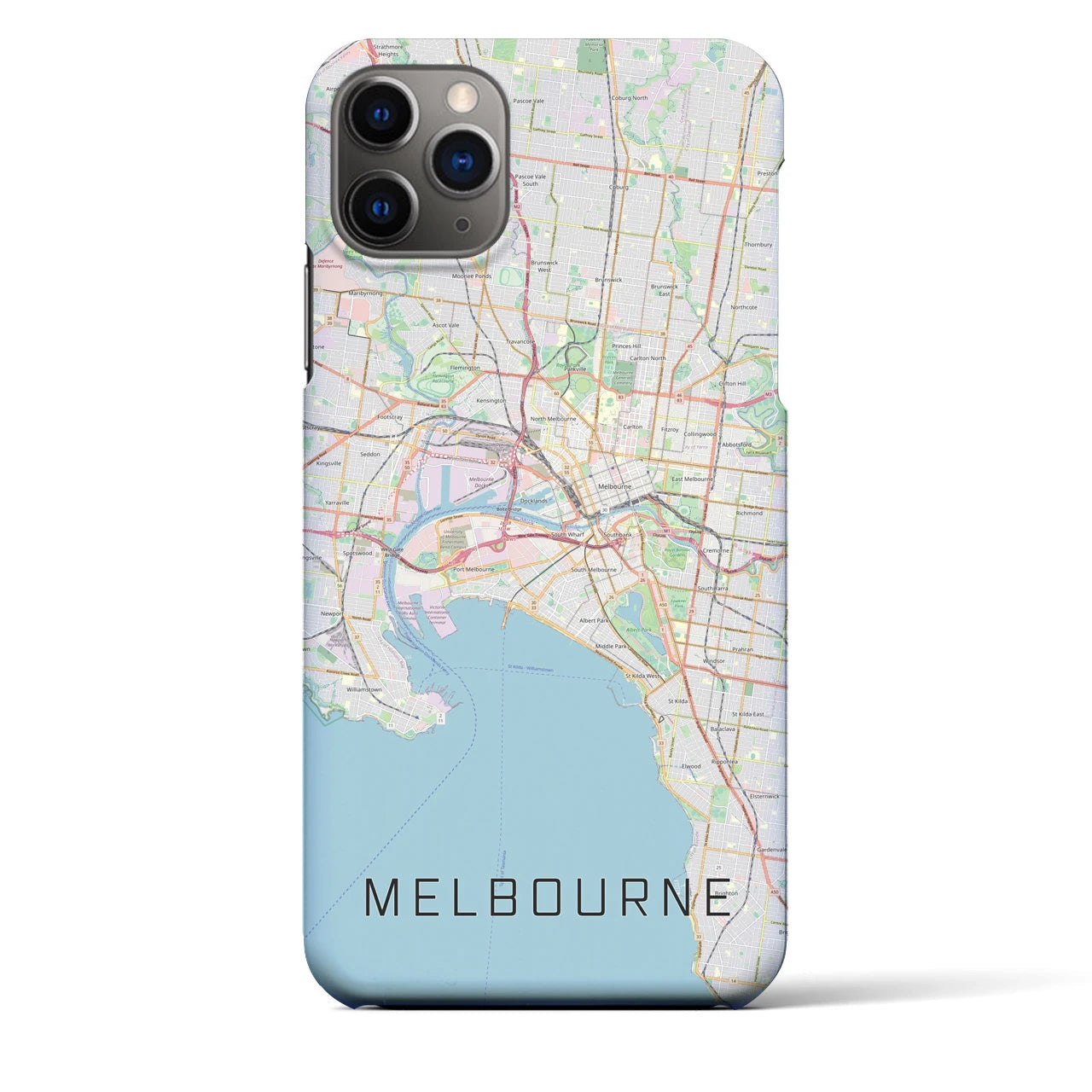 【メルボルン】地図柄iPhoneケース（バックカバータイプ・ナチュラル）iPhone 11 Pro Max 用